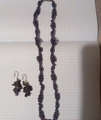 Mariell Genuine Ruby Almandine Garnet Cluster Necklace w/ Matching Earings Set