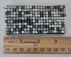 Vintage Beaded Stretch Bracelet 1 3/4” Wide Cuff Style – Multi Gray White Clear
