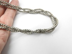 Signed Coro Pegasus Silver Tone Metal Braided Choker Necklace Vintage