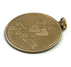 Vintage Charm French I Love You Medallion Pendant Tarnished Brass Jewelry Gift
