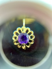 Vintage 14K Yellow Gold 1.00ct Amethyst Halo Jacket Women’s Earring