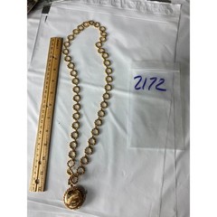Vintage Gold Tone Watch Pendant Necklace Long Textured Link Chain Retro Jewelry