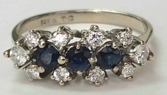 14k White Gold Sapphire & Diamond Ring Size 5.25