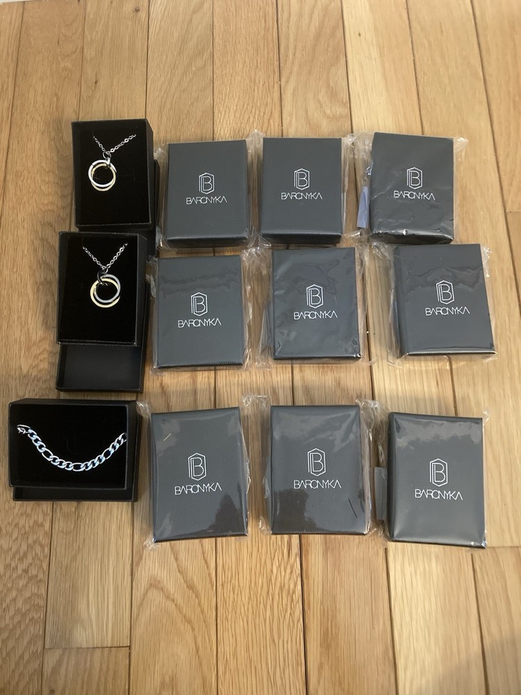 Lot of 12 Baronyka Jewelry Necklaces and Bracelets NIB Silver Gold Set