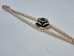 Vintage Set Necklace, Stud Earrings and Bracelet 925 Black Rose Ideal Gift