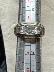 Vintage Uncas 18KT THGF Men’s 3 Stone Ring Size 8 Gold Filled Clear Stones