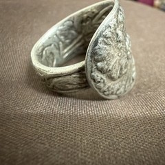 Vintage Adjustable Wrap Flower Ring Silver Ornate Art Fashion