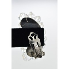 Laguna Vintage Clip On Crystal Earrings Clear Climber Bridal Signed 1950s A24