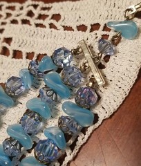 Vintage Laguna Necklace, Aurora borealis crystal, 3 Strand,Blue, 16″ Adjustable