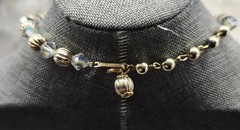 Clear/Gold Crystal Bead Necklace, 15 in. **NEW**