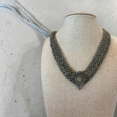 Vintage Gothic Chain Collar Necklace Multi Strand Gunmetal Medieval Armor