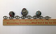 MCM VTG Etruscan Mediterranean Silver 800? Charm Bracelet 54g 8.5″ Turquoise