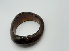 Vtg Lucite Acrylic Tortoiseshell Chunky Bracelet Asymmetrical Resin Swirl A