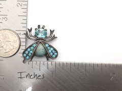 Vintage WEISS Blue Glass Rhinestone Faux Turquoise Bee Bug Beetle Brooch Pin