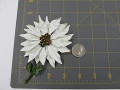 Vintage Enameled Metal White Poinsettia Flower Brooch Christmas Holiday 5”