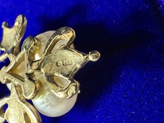 English 9ct Gold Pearl Lavalier Pendant 375 Edwardian Art Deco Style