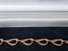 Vintage 1990-s Rolled Gold Zircons Bracelet- Hallmarked 585 RG!!