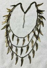 Multi Strand Layered Bronze Chain Necklace Wing Charms n955