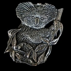 Vintage 1990s Sterling Silver Koala Brooch / Pin by Hand & Hammer, Australia