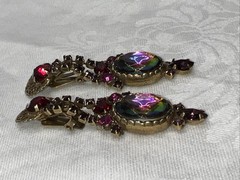 VTG Juliana D&E Heliotrope Watermelon Demi Parure Brooch Clip Earrings