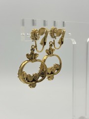 Victorian Revival Gold Tone Dangle Earrings with faux Pearl/Turquoise/Amethyst