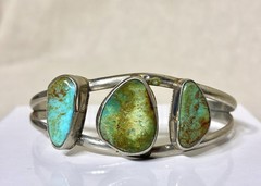 Alpaca Mexico Silver Cuff Bracelet Turquoise Adjustable