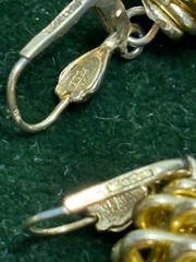 PINECONE EARRINGS Goldtone LeverBack Pierced Stacked Wire Dangles Germany