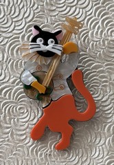Cat vintage style acrylic large brooch pin