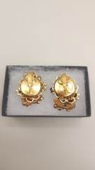 1950s Original by Robert Signed Clip On Earrings Floral Green Crystal Cluster
