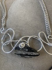 VTG Handmade Orthoceras Fossil Pendant Necklace Belt By Jeff Lieb Wearable Art