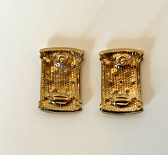 Vtg Pavé Rhinestone Pierced Earrings 1″x5/8″ Posts Enamel Gold Tone 1980s-1990s