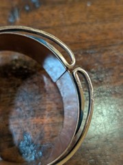 Vintage 1950s Matisse Renoir Copper & Enamel Hinged Bracelet Red White *READ*
