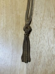 Vintage Napier Mesh Gold Plated Chain Lariat Tassel Fringe Chain Necklace