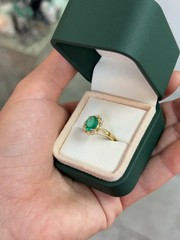 3.60 Ct Natural Emerald Art Deco Vintage Engagement Ring 14K Yellow Gold Over
