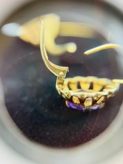 Vintage 14K Yellow Gold 1.00ct Amethyst Halo Jacket Women’s Earring