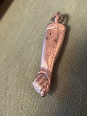 Vintage 1.25″ Stamped H G Sterling Silver Fist Thumb Pendant 6g
