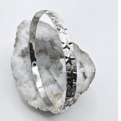 Vintage Taxco Mexico Sterling Silver Star Bangle Bracelet Textured Celestial
