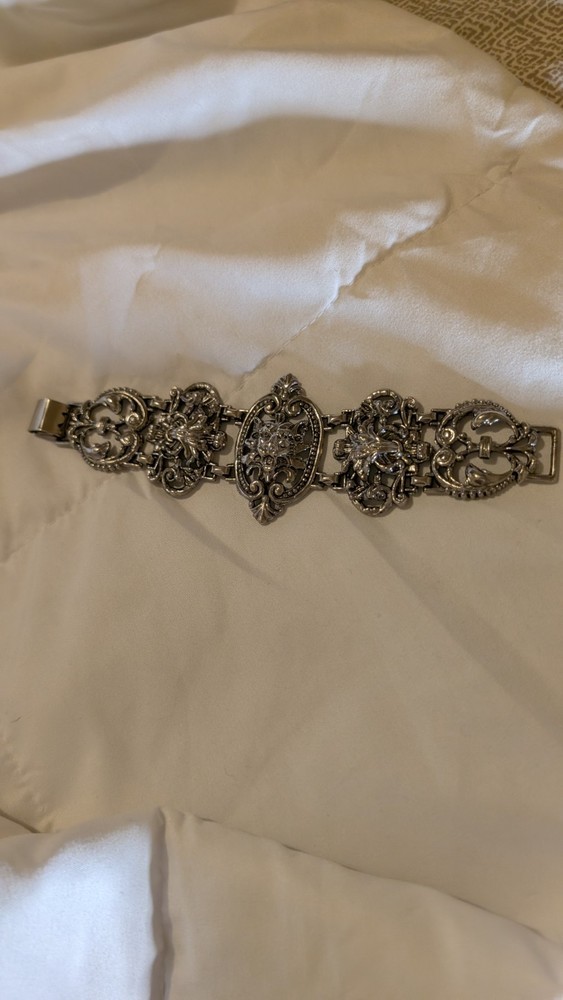 Vintage Gothic Gargoyle Lion Ornate Heavy Link Bracelet Victorian Revival