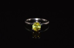 Certified Natural 1.7Cts Green Tourmaline Solid Platinum Solitaire Stacking Ring