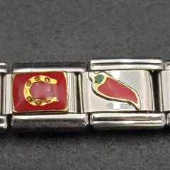 9mm Italian Charm Bracelet Stainless Steel Modular Links Red Pepper Bowling etc.