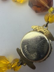 West Germany Necklace/Earrings Yellow Amber Acrylic Faceted Beads Vintage