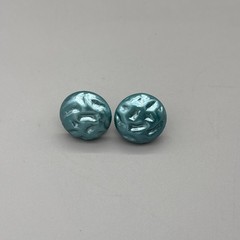 Vintage Button Style Screw Back Earrings Baby Blue Resin 1″