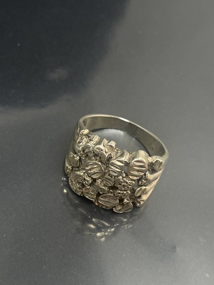 Vintage Unisex Sterling Silver 925 BRUTALIST Freeform Nugget 11.25 Ring 9.82g