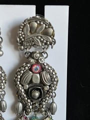 Vtg Ayala Bar Silver Tone Post Chandelier Drop Earrings 3″ Boho Artisan Israeli