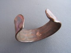 VINTAGE SIGNED HANDWROUGHT COPPER BRASS SHOOTING STAR BANGLE CUFF BRACELET