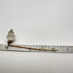 Antique Edwardian Stick Pin Frosted Satin Glass Acorn Dangle Gilt Metal