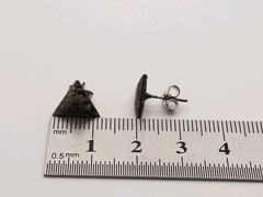 Vintage Silver Tone Post/ Stud Style Earrings 12mm Textured Triangle Geometrical