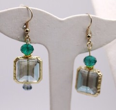 SAACHI Shades Blue & Green Glass Stone Rhinestone 80″ Long Necklace Earring Set