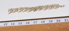 JUDY-LEE Gold-Tone Vintage Leaf Faux Pearl Link Bracelet 7 Inches