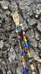 NEW Vtg Multi Colored Vibrant Glass Bead Necklace Boho Chic Made In India 13″